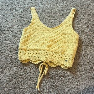 Yellow Crochet Hollister Top